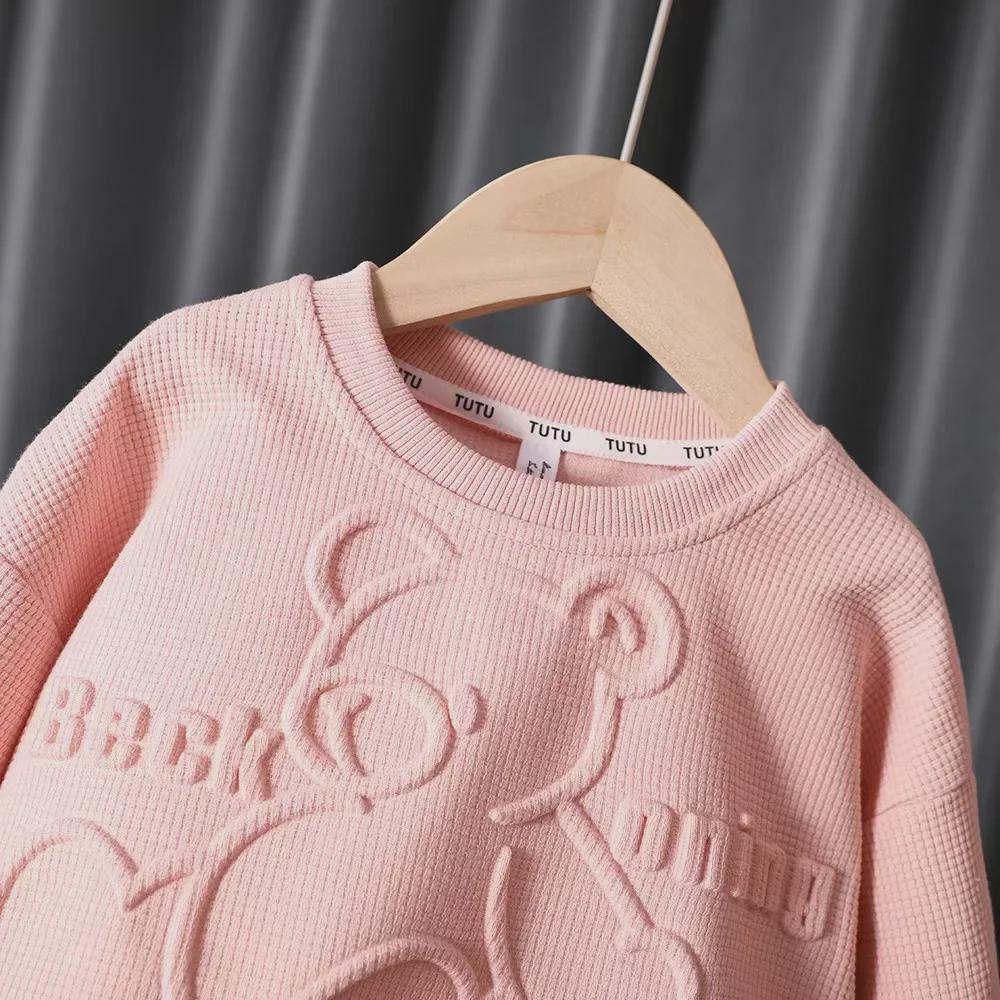 Осенняя мода для девочек 2024 года: Новые спортивные костюмы из двух частей - повседневный комплект с толстовкой для маленьких девочек