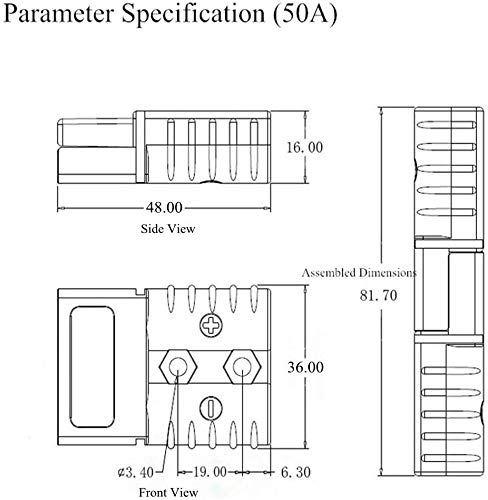 GTIWUNG Разъем питания 50A 600V для вилочного погрузчика, быстроразъемный электрический разъем, красный