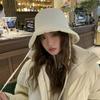 Portable Women Fisherman Hat Windproof Panama Caps Korean Down Cotton Bucket Hats  Autumn Winter