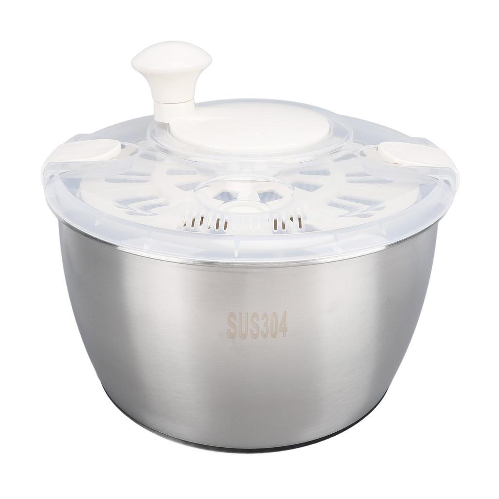 Stainless Steel Salad Spinner 5L Multifunctional Lettuce Spinner Vegetable Dryer with Lid Drain