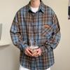Мужская клетчатая рубашка свободного кроя - Весна/Осень, Длинный рукав, Шик, Большой размер