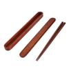 Portable Wooden Chopsticks Pull Out Chopsticks Box Case Tableware Dinnerware Deep Wood Color