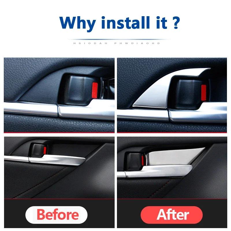 Stainless Car Styling Inner Door Handle Bowl Cover Trim Sticker Decoration Accessories For Toyota Camry XV70 2018-2021 2022 2023