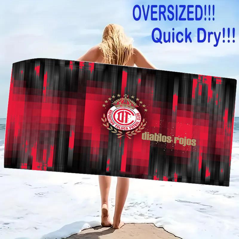 Deportivo Toluca FC Logo Print Beach Towel, Large Soft Quick Dry Towel for Beach Camping Swimming