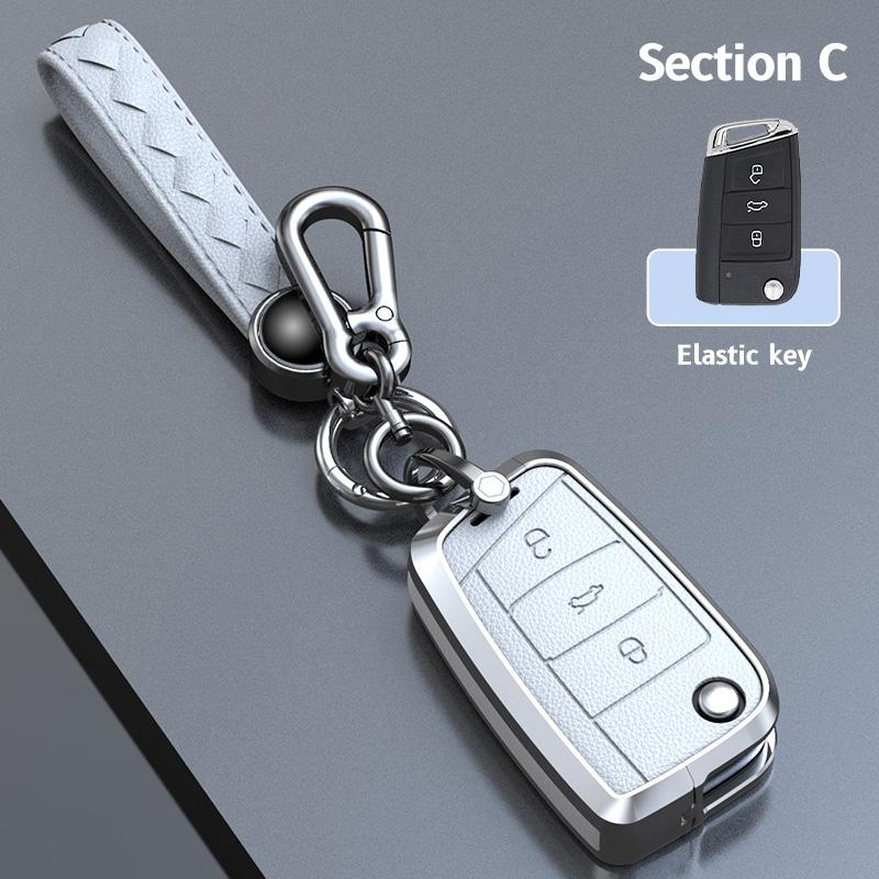 Чехол для дистанционного ключа из коровьей кожи из цинкового сплава для VW Volkswagen Golf 7 MK7 Tiguan MK2 SEAT Ateca Leon FR 2 Ibiza для Skoda Octavia