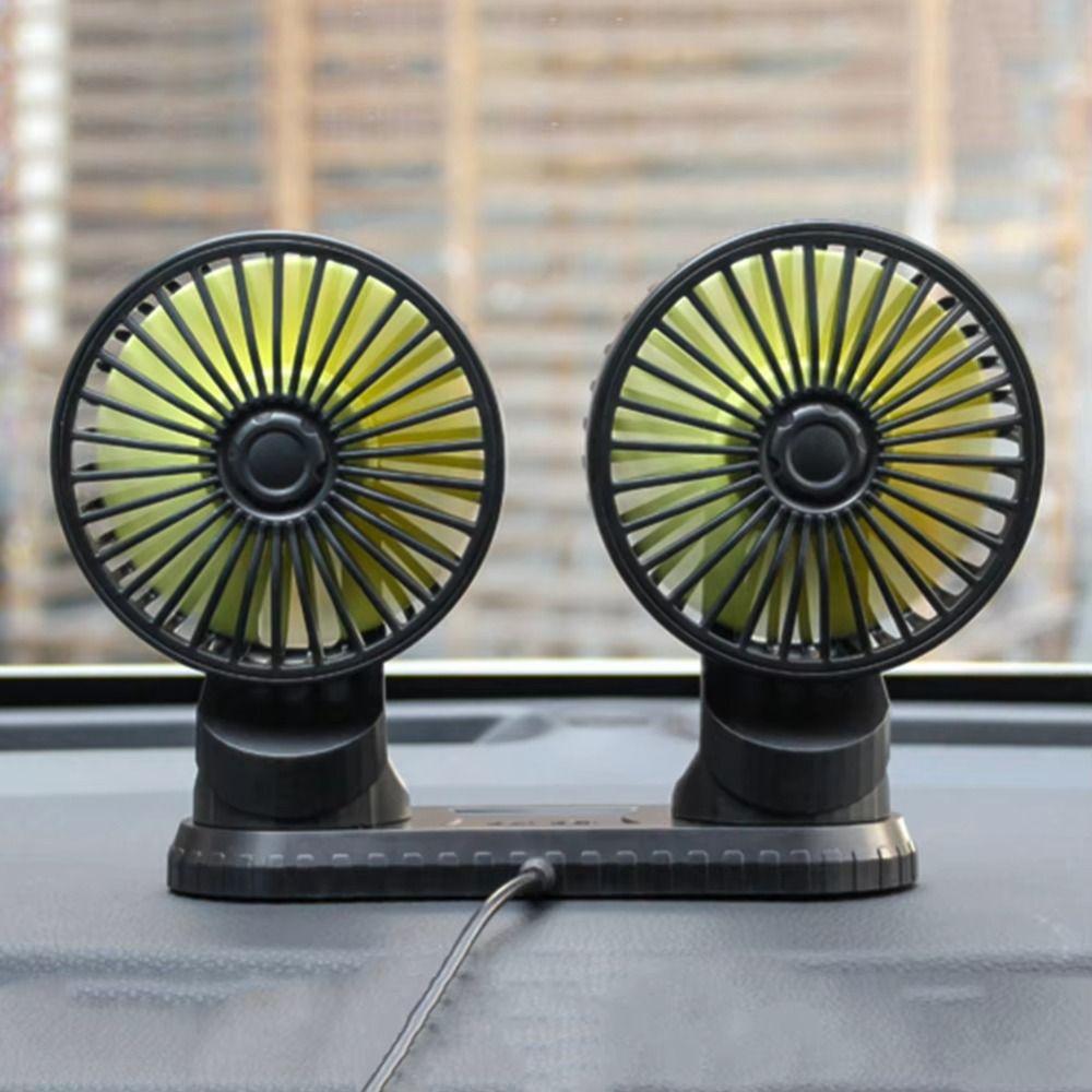 Low Noise Universal Cooling Fan 360° Rotatable Dashboard Air Circulator Fan Dual Head Fan Desktop