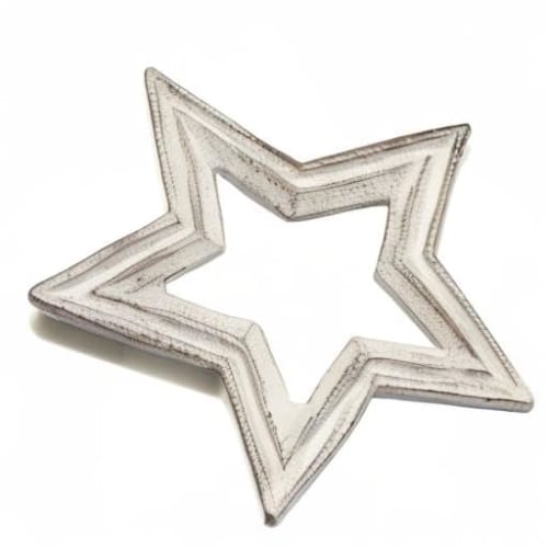 TOSSDICE CAST IRON STAR TRIVET Trivet, Antique White, TDST09-6757-15W