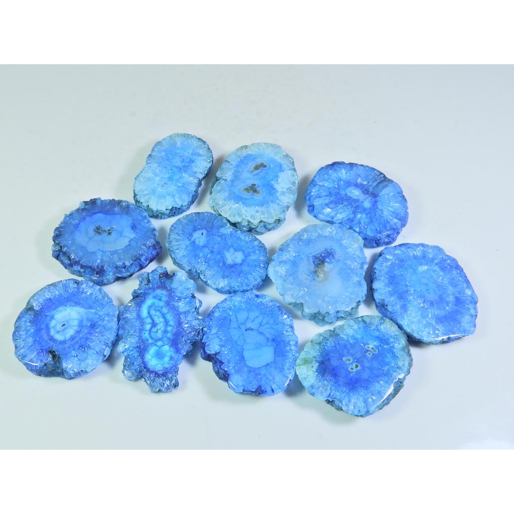 445Cts. Окрашенный солнечный друзовый агат смешанной формы кабошон россыпью 11 шт. лот A-699