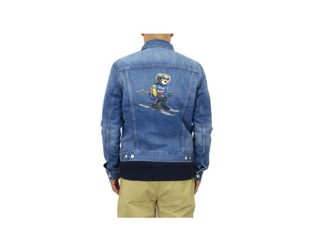 POLO RALPH LAUREN Polo Bear Print Denim Size 0101894 Men's Jacket, L, Blue,