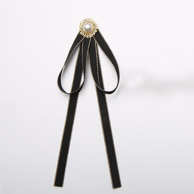 1 шт. Женская брошь-бантик ручной работы из ленты, черная, в британско-корейском стиле для рубашки с белым воротничком.