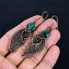 Emerald 999 Copper Wire Wrapped Earrings, Handmade Gemstone Earrings, Gift For Mom Antique Jewelry