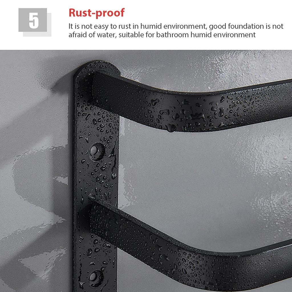 1/2/3-Tier Towel Hanger Rail Wall Mounted Towel Rack Towel Rack Bathroom Space Aluminum Black Towel Bar Rail Matte Black Towel 12/16/20Inches New
