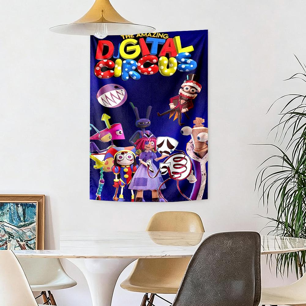 Digital Circus Wall Decor Tapestry Art For Pet Memorial Birthdaywedding Party Backdrop Family Gift