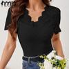 Women's Fashion Casual Summer Spring Solid Color Print Short Sleeve V-Neck Blouses & Shirts