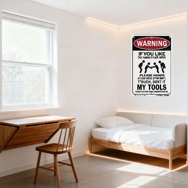 Humor Metal Tin Sign 'IF YOU LIKE (YOU HAANDS (PLEASE HANDS))' Funny Spelling Warning Tool Not Touch Decor for Home Bar Man Cave