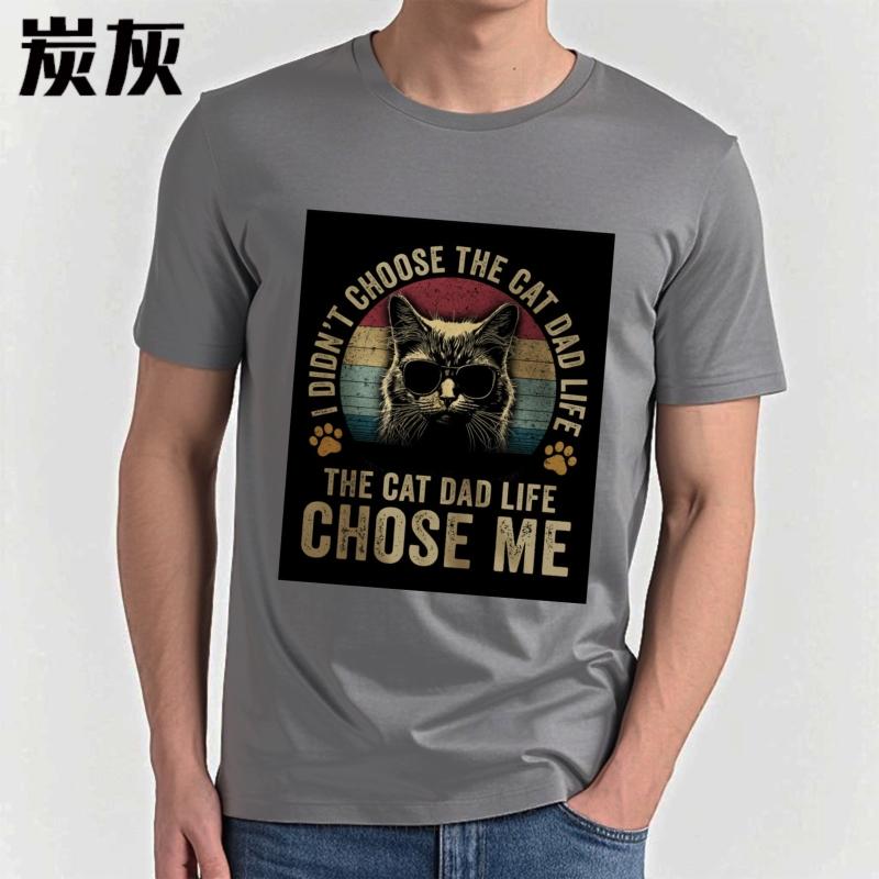 Rock For him Crew Neck tshirt Streetwear I Didnt Choose The Cat Dad Life The Cat Dad Life Chose Me Hiphop Teenagers tees