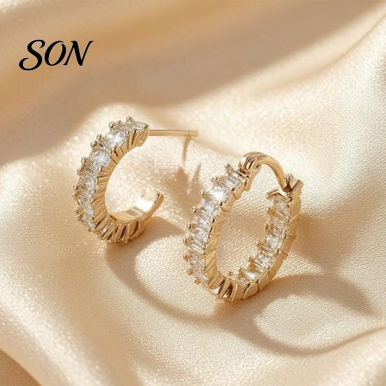 Delicate Round Jewelry Set 3Pcs Elegant Zirconia Full Stud Earrings Set, Minimalist Daily Wear Circle Hoop Earring, Hypoallergenic Copper Gift Classic