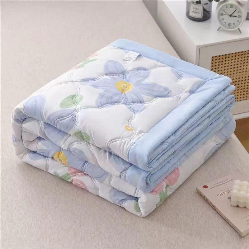 2027 Plaid Summer Cool Quilt Washed Cotton Comfortable Lightweight Air Condition Thin Comforter Simple Feather Blanket for Adults Kid