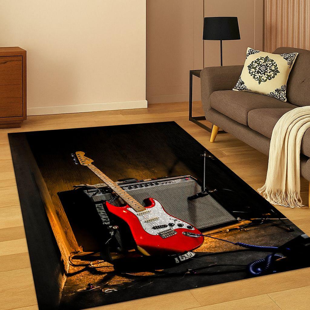 3D Ковер-ковер с логотипом Fender Guitar Bass Instrument Music для спальни, гостиной, дивана, придверный коврик, домашний декор, коврик, противоскользящий, подарок
