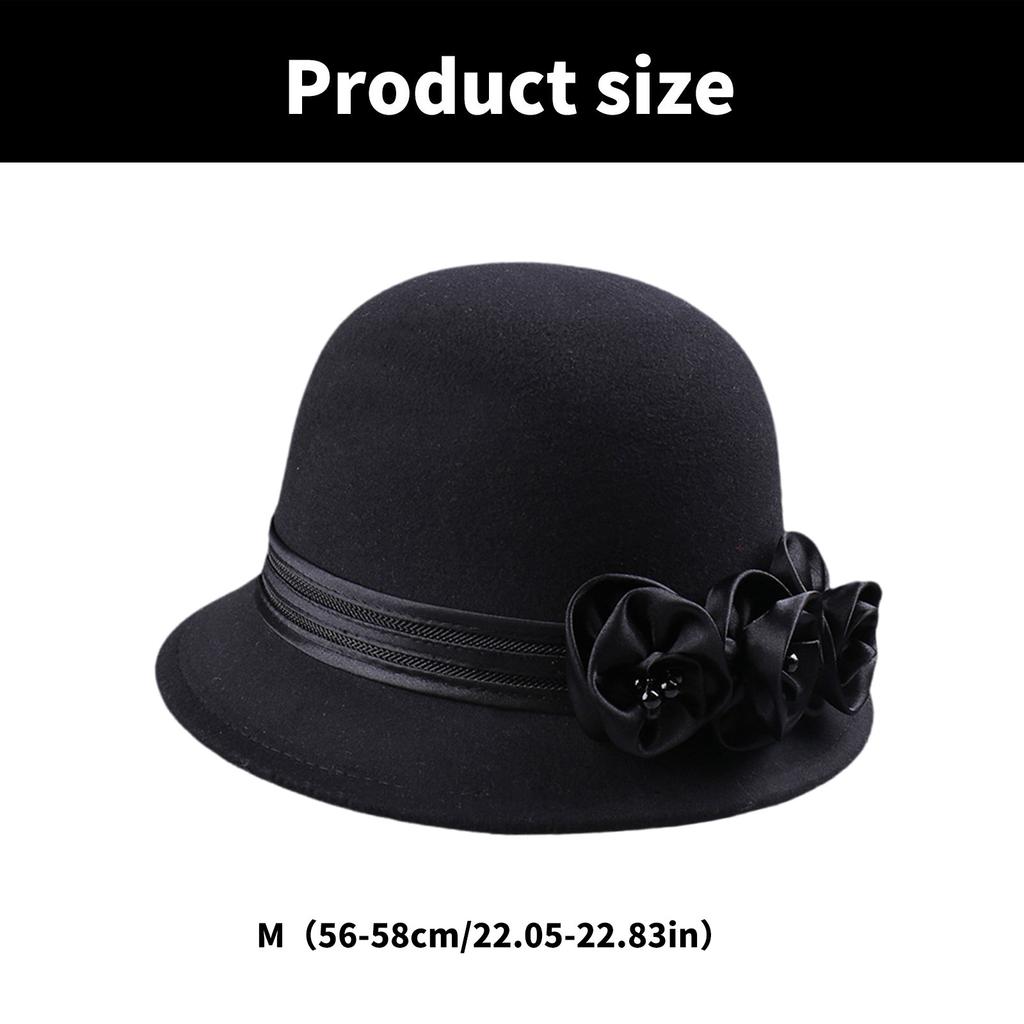 Fashion Fedora Cap Bowler Hat for Women 1920S Flapper Costume Wool Hat Cocktail Party Cap Winter Autumn Warm Headpiece