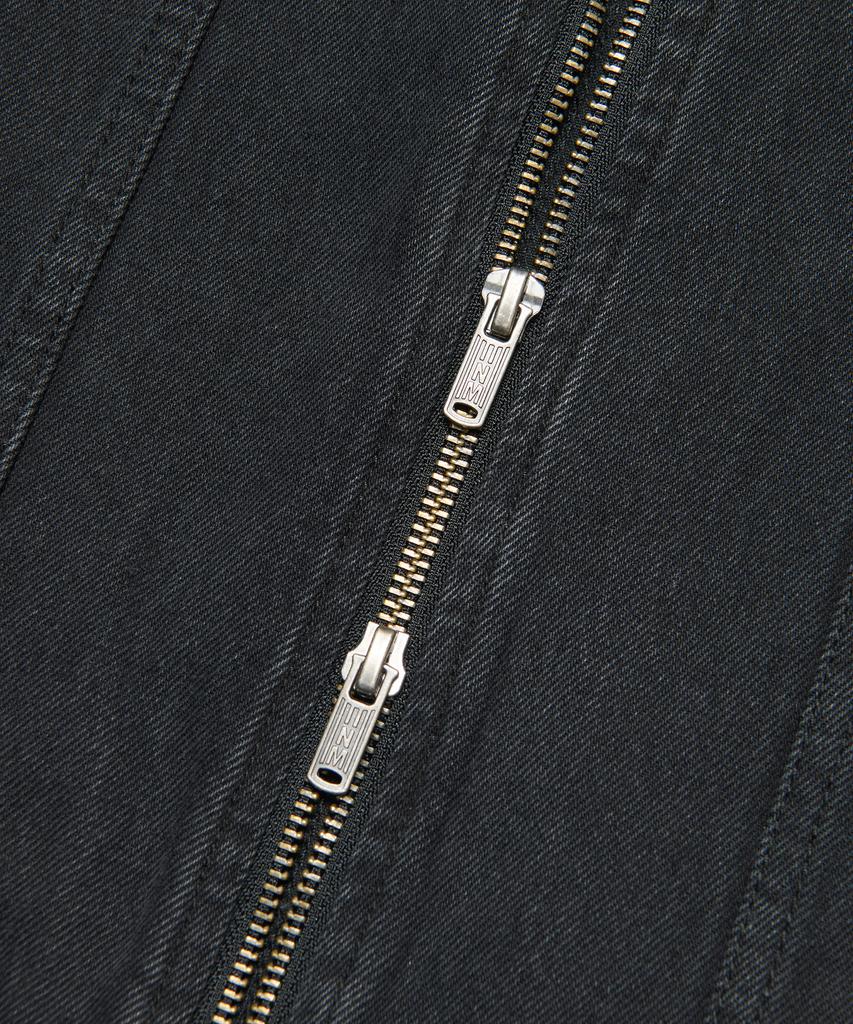 NOMANUAL Denim Trucker Zip Jacket - Washed Black