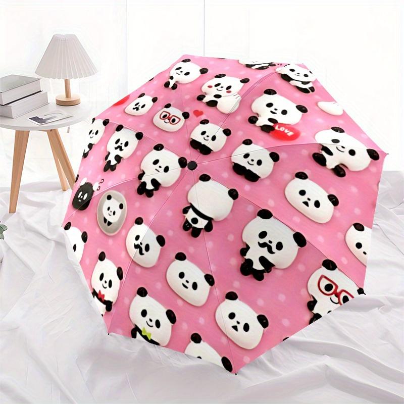 1pc Panda Party Auto Open/close, All-Season Portable Folding Umbrella for Women & Men, Travel, Everyday, Formal Events - Compact Luxury Parasol, Outdo