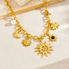 Stainless Steel Creative Spiral Sun Element Moon Star Pendant Necklace Women Hyperbole Clavicle Chain Party Gifts