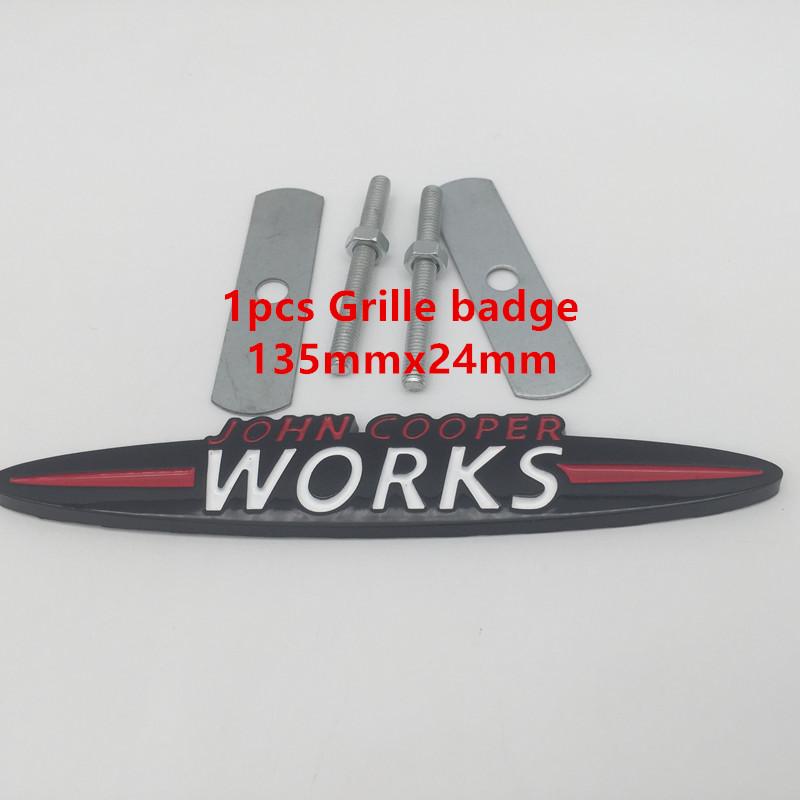 1pcs 3D metal for JOHN COOPER WORKS car front grille emblem side fender rear trunk sticker grill badge decal styling accessories