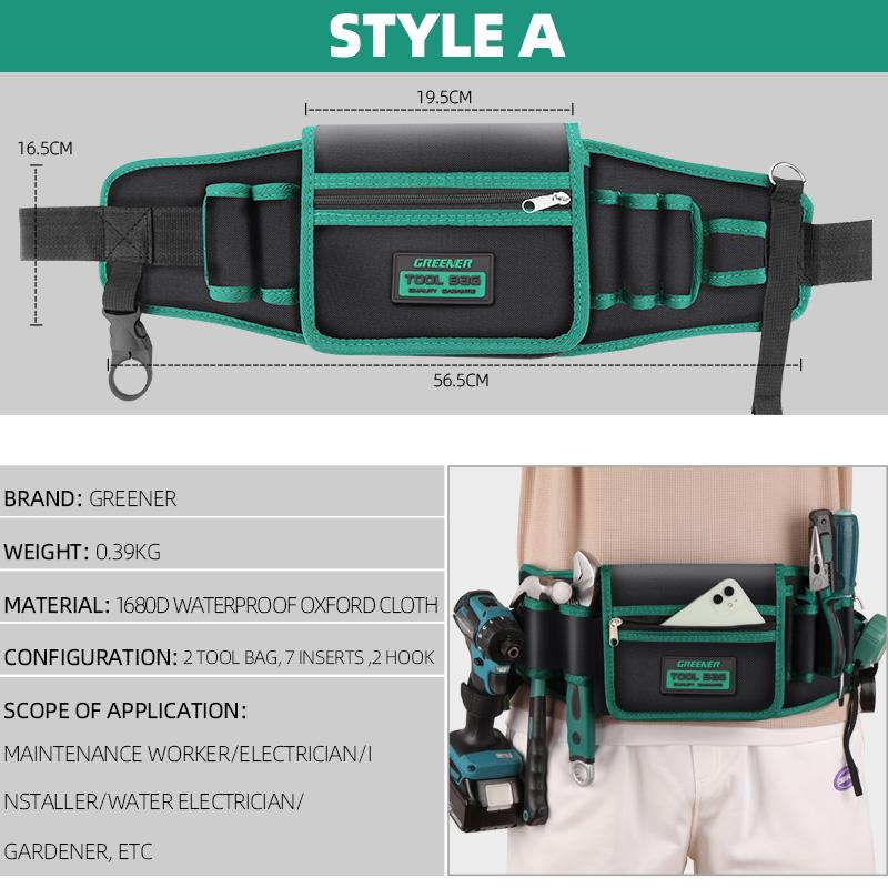 GREENERY поясная сумка для инструментов для электрика, мужская износостойкая, водонепроницаемая, многофункциональная фурнитура, специальный инструмент для обслуживания