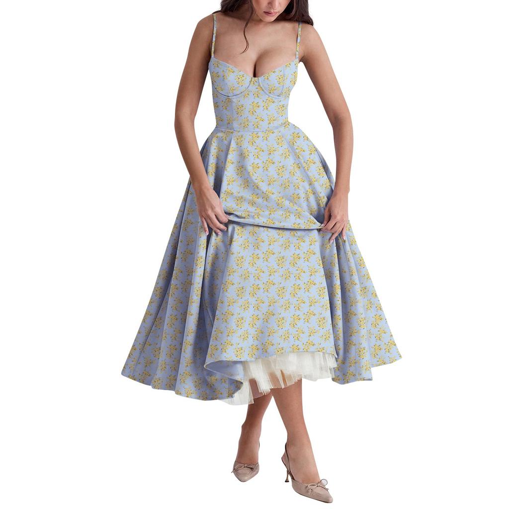 Женское модное однотонное платье принцессы с сеткой и двухслойным платьем на подтяжках