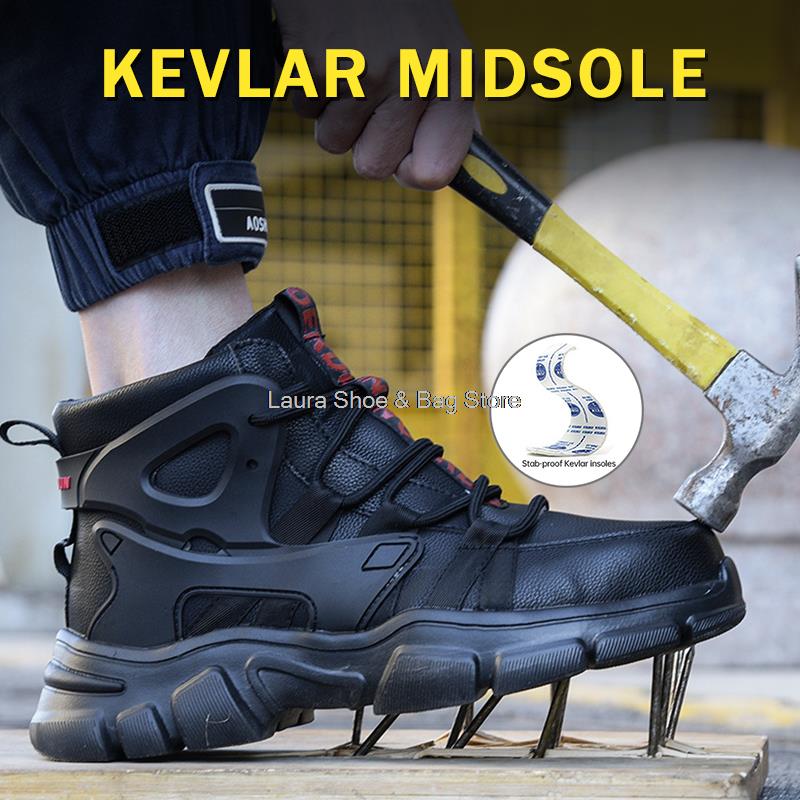 Модные рабочие защитные ботинки, мужские туфли со стальным носком, противоударные, высокие дышащие рабочие кроссовки, мужская промышленная защитная обувь, защитная обувь