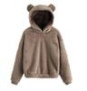 Women's Cute Bear Ears Plush Long Sleeve Hooded Sweatshirt Pullover Hoodies