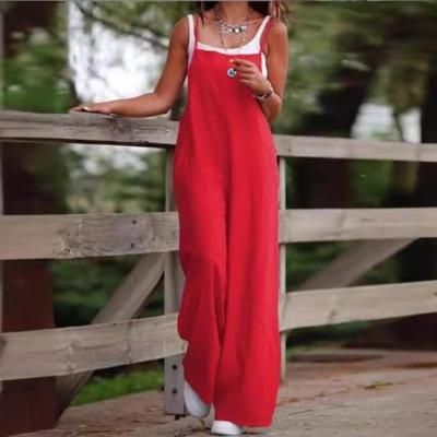 Летние подтяжки свободные однотонные модные женские карманы для отдыха из хлопка и льна прямые укороченные комбинезоны