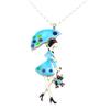 [P7490] - Designer Long Necklace 'Lilipoupettes' (singing In the Rain) Turquoise - 11x4. 5cm