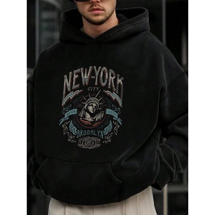 Мужская толстовка с капюшоном больших размеров с принтом American Vintage, осень/зима