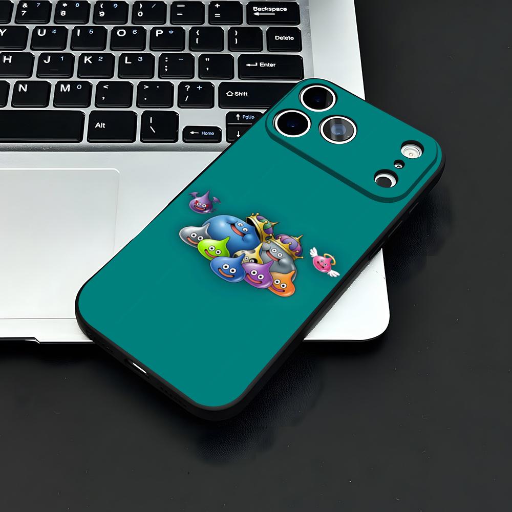 D-dragon Q-Quest Слайм Чехол для телефона Для IPhone 17 Air 16 E Pro Max 15 14 13 Mini 12 Pro 11 Max Plus Черный Мягкий корпус