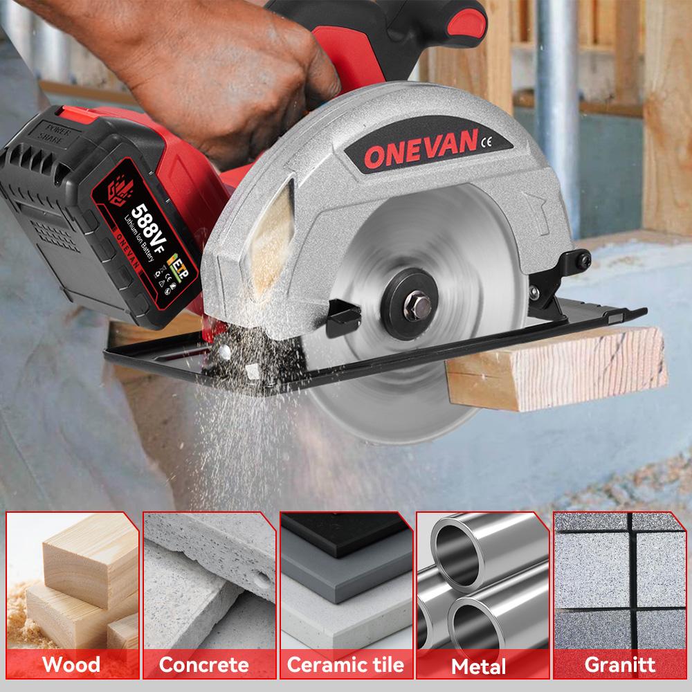 ONEVAN 7Inch 185mm Brushless Electric Circular Saws Cordless Adjustable Woodworking Cutting Power Tool For Makita 18V Battery
