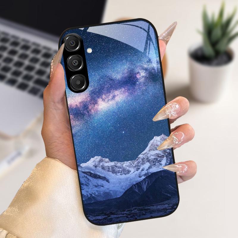 Модный Чехол Для Samsung A55 A56 Чехол A25 A26 Закаленное Стекло Чехол Для Телефона Для Galaxy A15 A35 A36 Жесткий PC Стекло Защитный Fundas