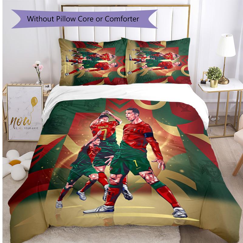 Cristiano Ronaldo Printed Bedding 3 Piece Set Cozy Breathable Bed Cover Set as Housewarming Holiday Gift