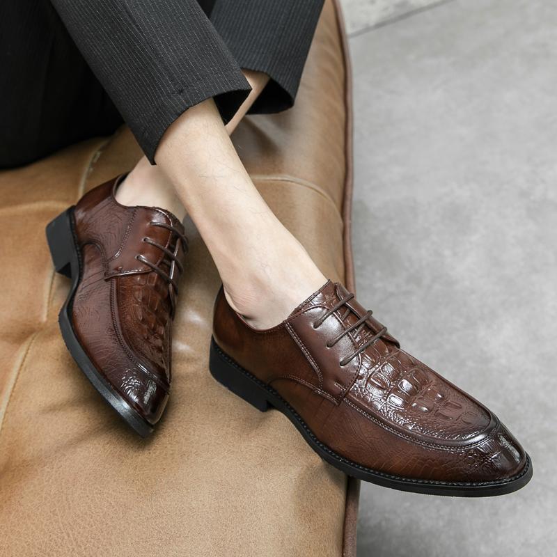 Модные мужские новые деловые туфли с открытым носком, формальные туфли без застежек, мужские оксфорды, высококачественная кожаная обувь для мужчин