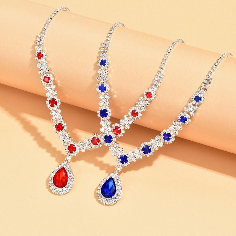 Fashionable Crystal Jewelry Necklace Earring Set Premium Wedding Jewelry Set Dangle Earrings  Women