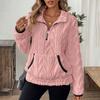 Women's Half Zip Sherpa Fleece Sweatshirts Fuzzy Oversized Pullover Top Soft