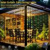 Солнечный занавес, водонепроницаемый, гирлянда на солнечных батареях, гирлянда для сада, двора, павильона, свадьбы, вечеринки, праздничного декора