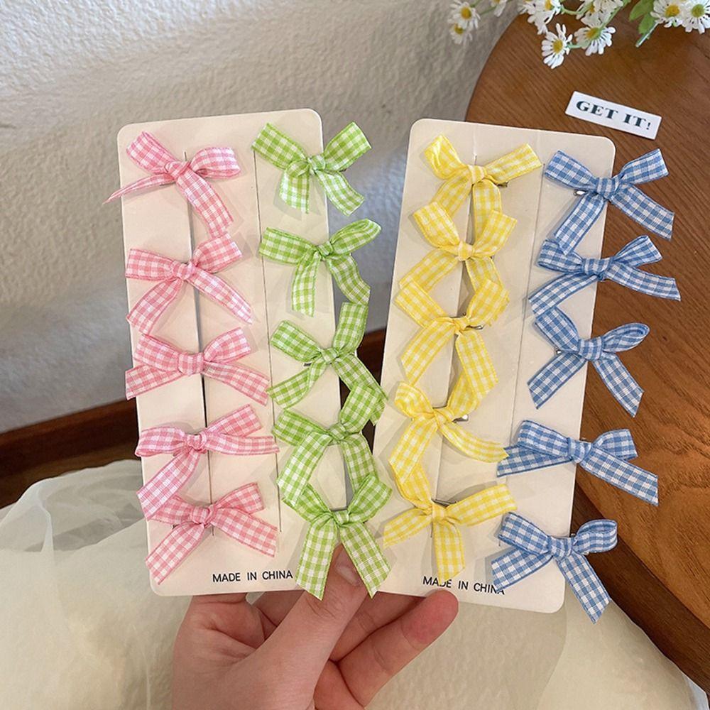 Hairpin Plaid Female Hair Accessories Korean Style Headwear Children's Hair Clip Bowknot Hairpin