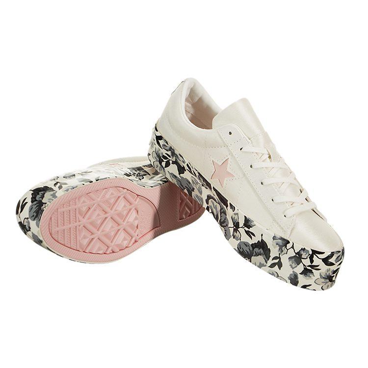 Converse Женские кеды на платформе с принтом быка из канваса Белый/Черный/Розовый 561767C