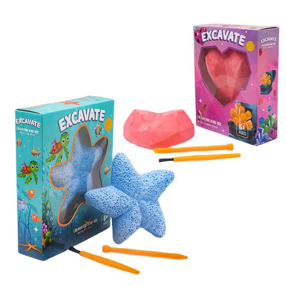 Набор для раскопок драгоценных камней DIY Кристалл Драгоценный камень Морская звезда в форме сердца Бриллиант Археологические раскопки Обучающие игрушки для детей