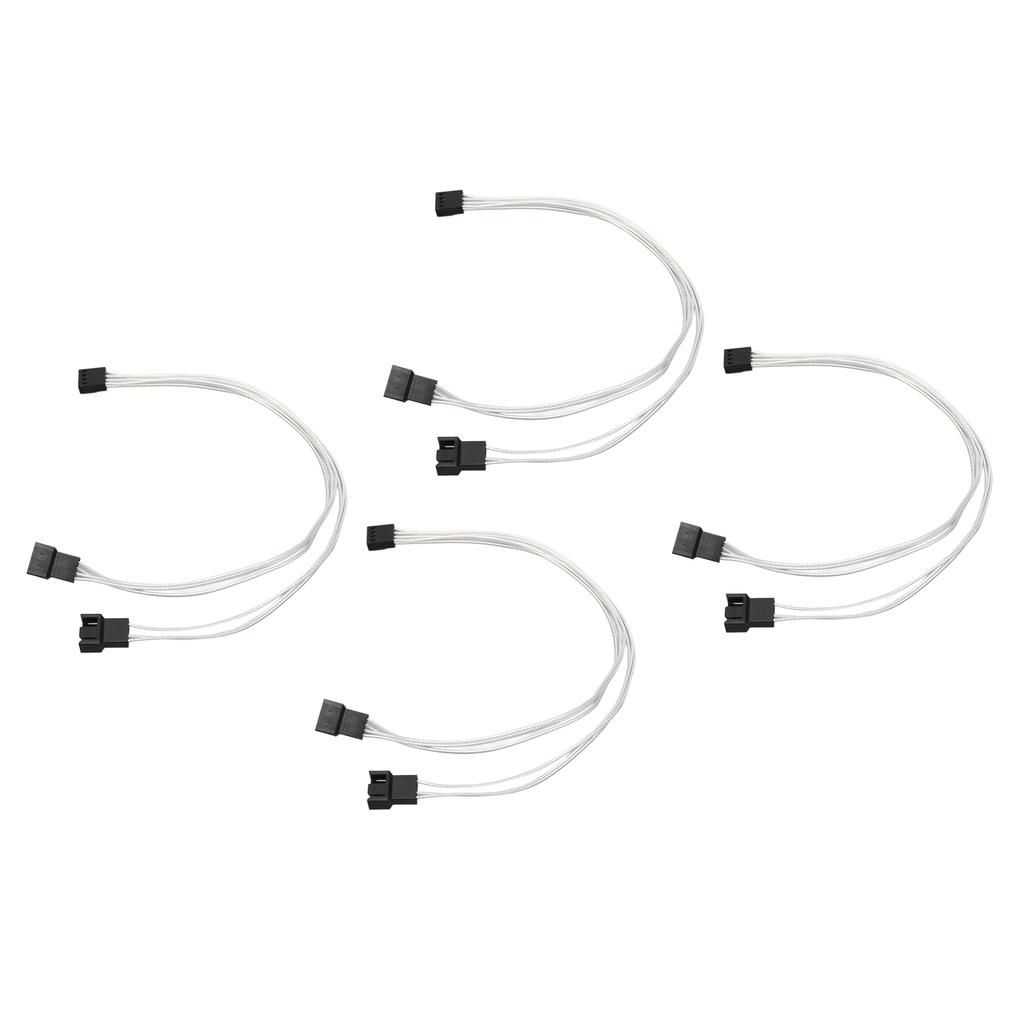 4pcs PWM Fan Extension Cable 4 Pin Silver Coated Copper Wire PC Fan Extension Cable for PC Cooling