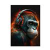 Abstract Pop Art Monkey Earphones Dj Music Wall Poster Prints Neon Light Effects Canvas Painting Rock Animal Home Bar Room Decor