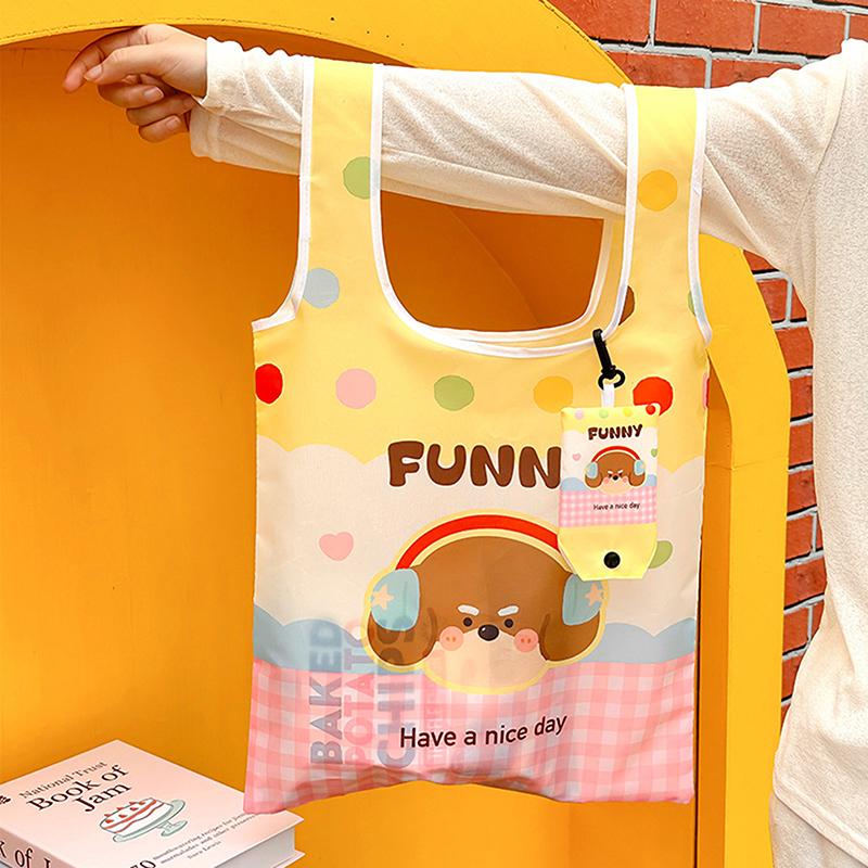 Милая мультяшная сумочка Портативная Новинка Многоразовая хозяйственная сумка Складная сумка-тоут Мешочек Большая вместимость Сумки через плечо Подарок для девочек