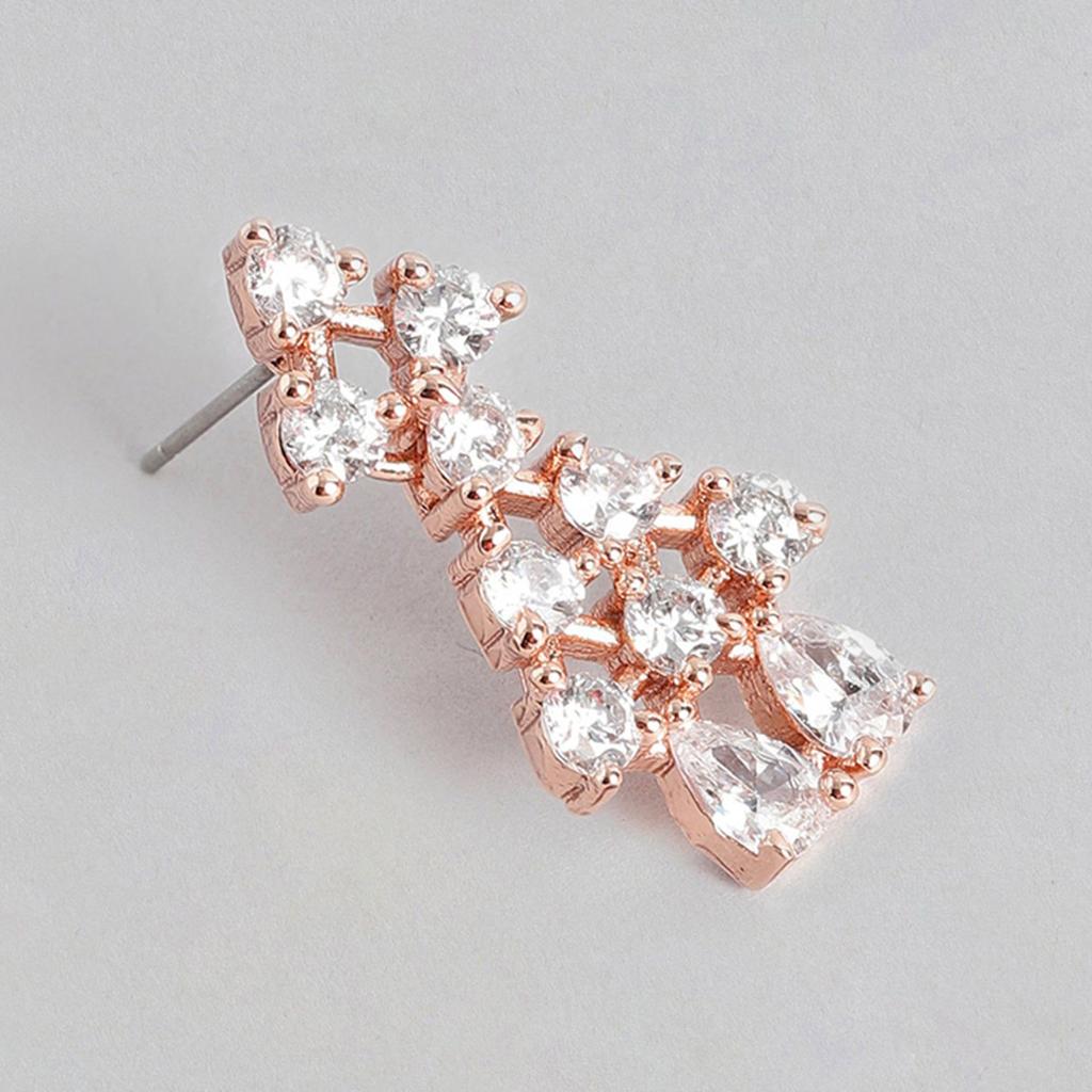 Женские серьги-капли Estele со сверкающим цирконием из розового золота